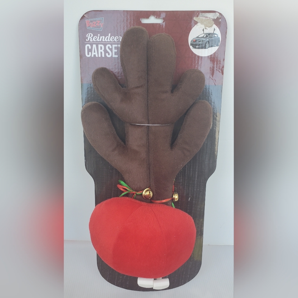 Christmas Reindeer Car Costume Antlers Rudolph Nose For Truck SUV Car Decor NEW